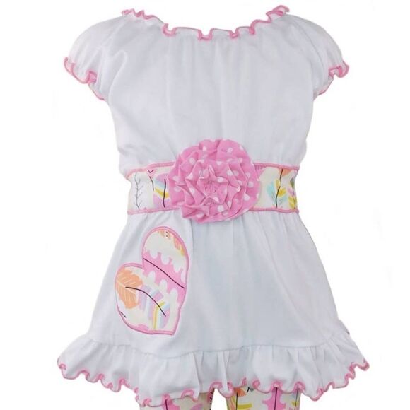 𝅺Ann Loren Outfit Floral Top & Capris Toddler Girl 2/3T NEW High End Boutique - Picture 3 of 5